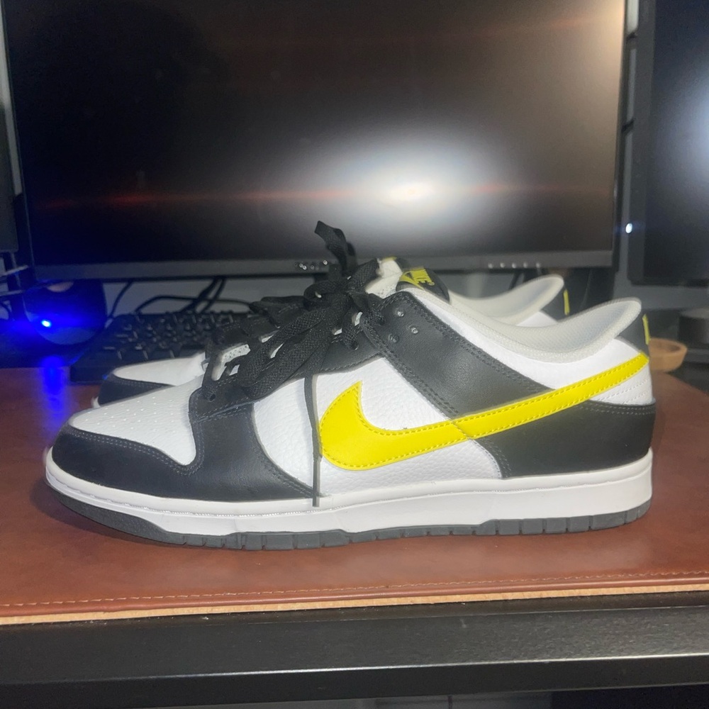 Nike Dunk White and Yellow Sneakers with Black Accents